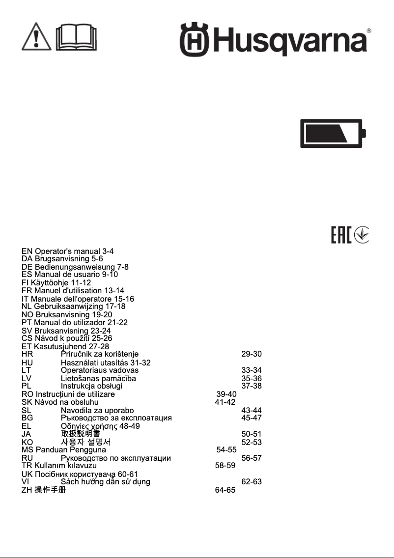 Page 1 de la notice Manuel utilisateur Husqvarna 120iTK4-PH