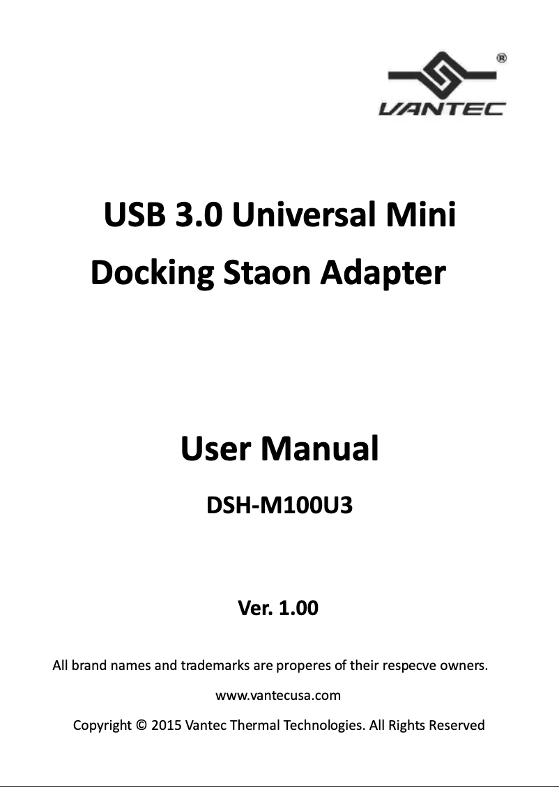 Página 1 del manual Manual de usuario Vantec DSH-M100U3