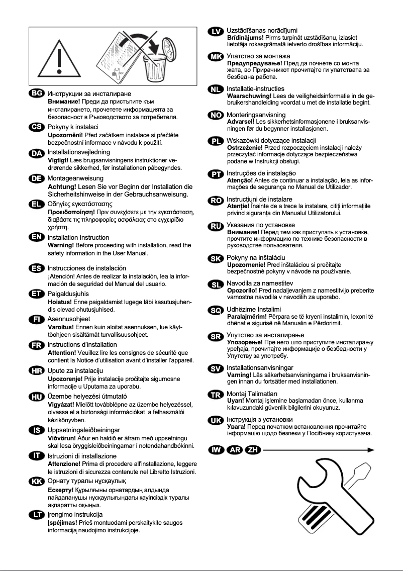 Page 1 de la notice Guide d'installation AEG L8FE894BN