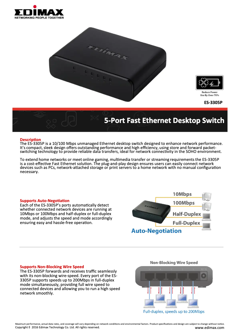 Page n°1 - Fiche technique Edimax ES-3305P