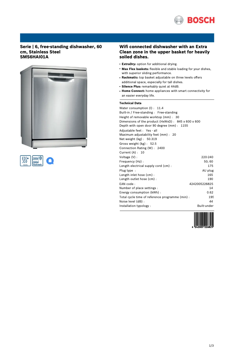 Image de la première page du manuel de l'appareil Serie 6 SMS6HAI01A