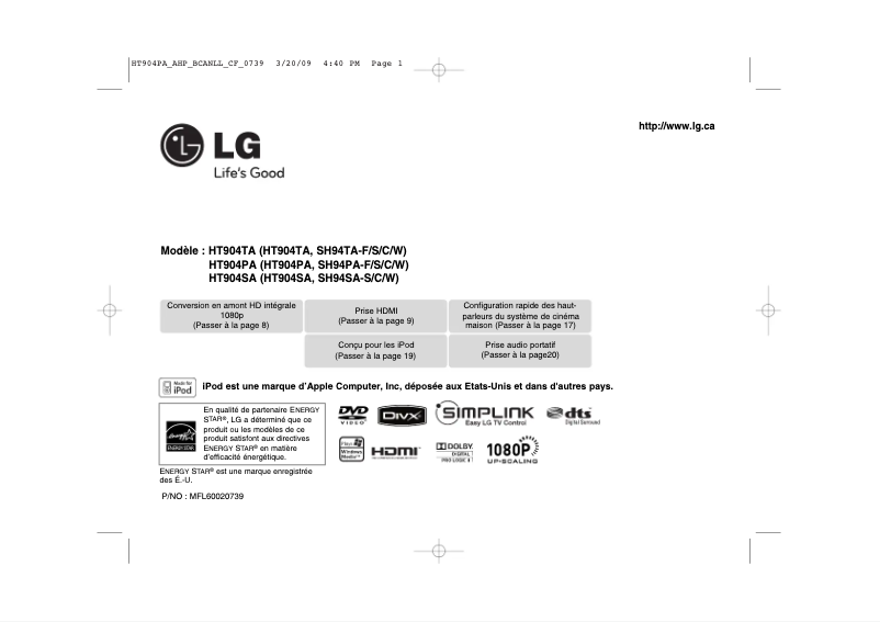 Página 1 del manual Manual de usuario LG HT904PA
