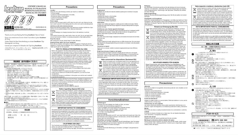 Page 1 de la notice Manuel utilisateur Korg Headtune