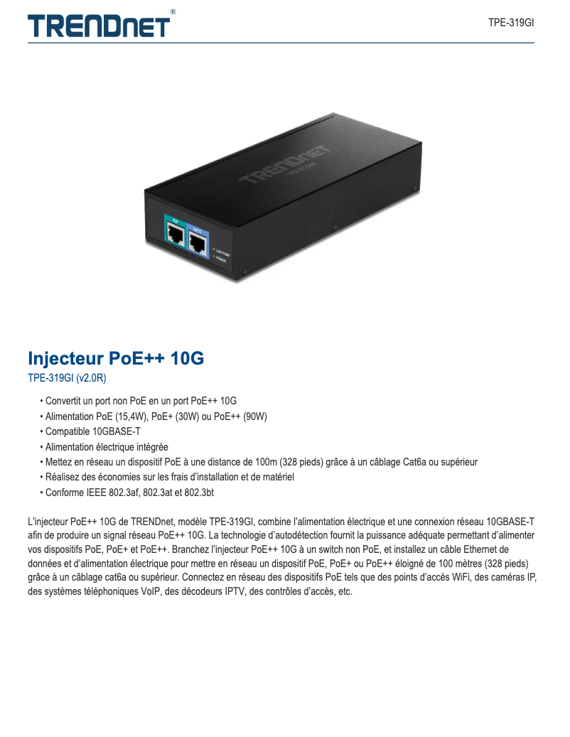 Image de la première page du manuel de l'appareil TPE-319GI