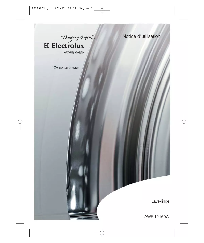 Page n°1 - Manuel utilisateur Arthur Martin-Electrolux AWF 12160 W