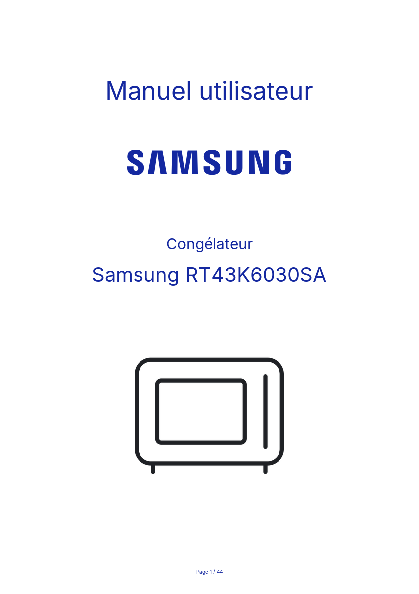 Page n°1 - Manuel utilisateur Samsung RT43K6030SA