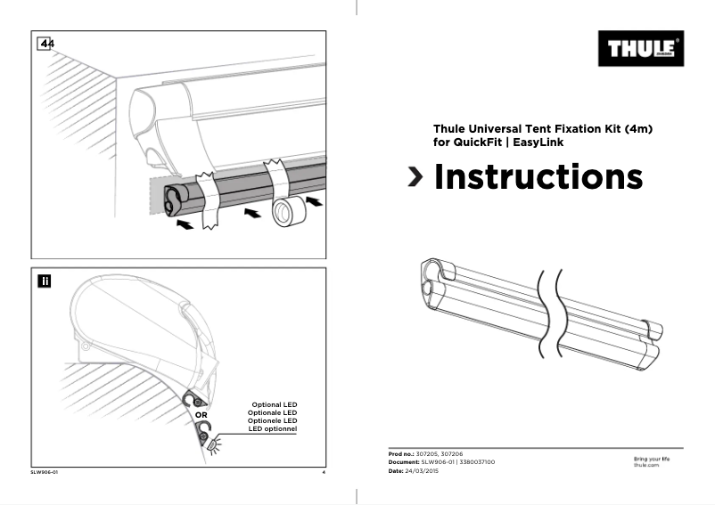 Page n°1 - Manuel utilisateur Thule Universal Tent Fixation Kit
