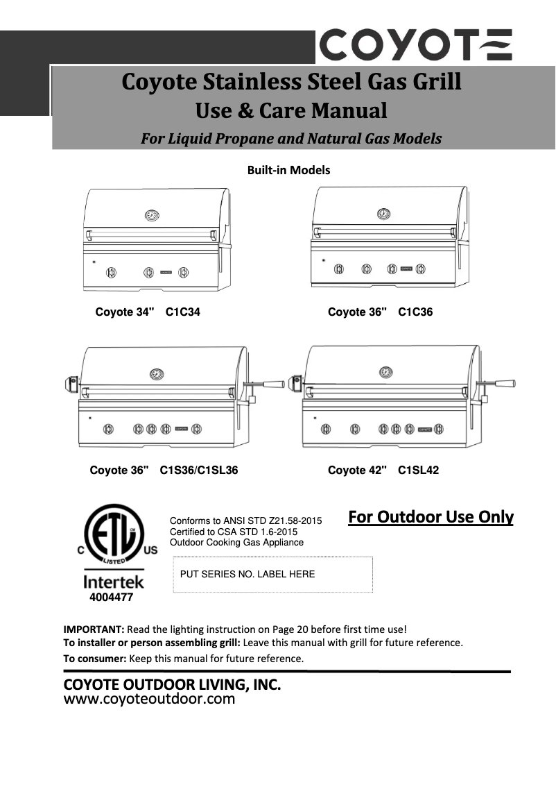 Page 1 de la notice Manuel utilisateur Coyote C1C28LP
