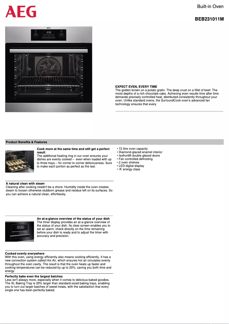 Page 1 de la notice Fiche technique AEG BEB231011M