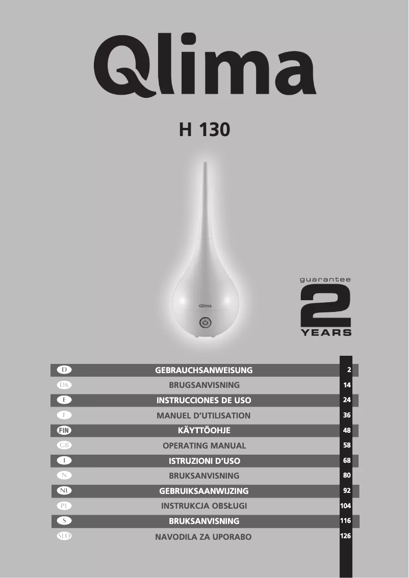 Página 1 del manual Manual de usuario Qlima H130