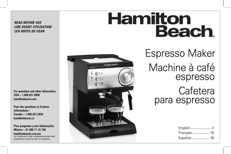 Page 1 de la notice Manuel d'utilisation et d'entretien Hamilton Beach 40715