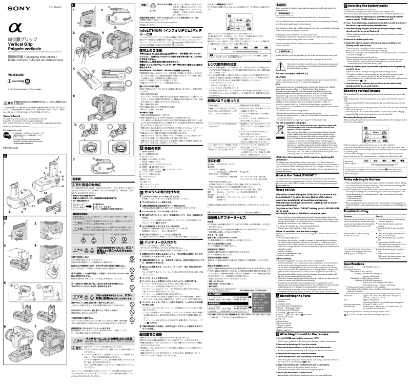 Image de la première page du manuel de l'appareil VG-B30AM