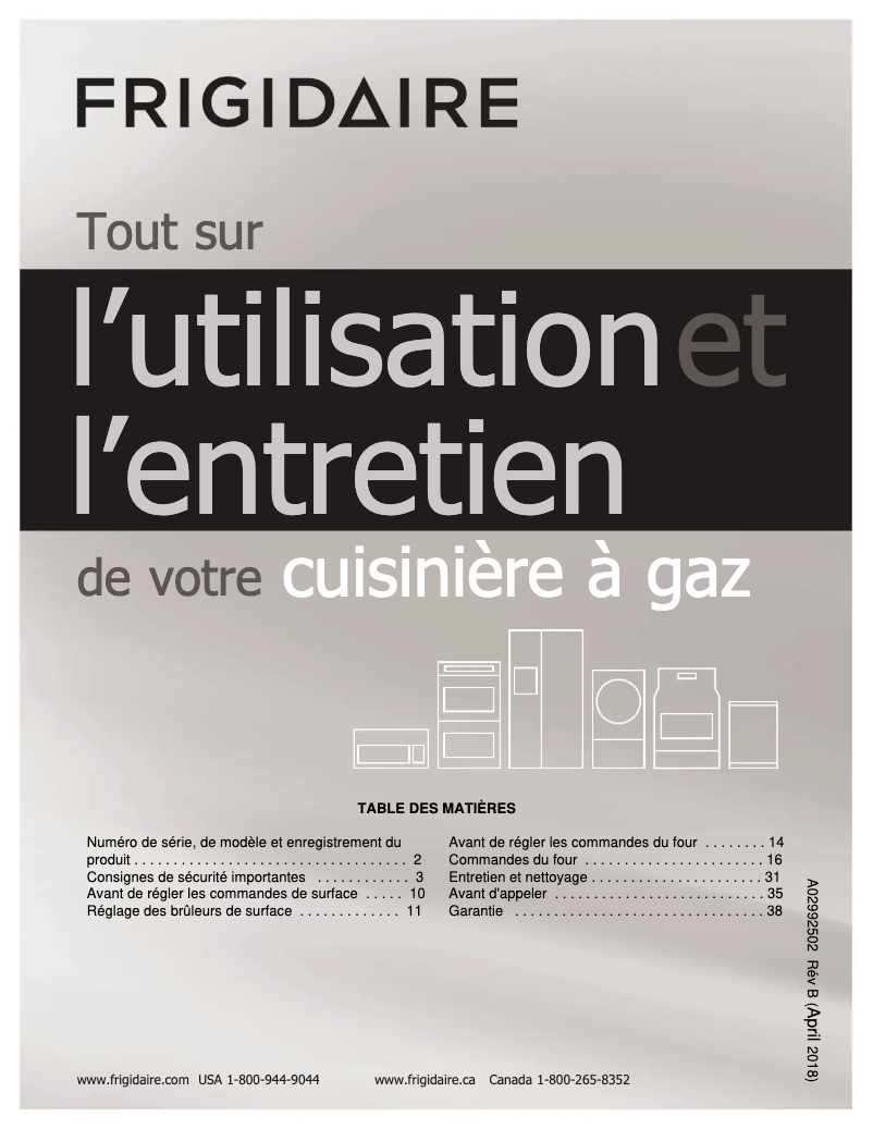 Page n°1 - Manuel utilisateur Frigidaire FPGH3077RF
