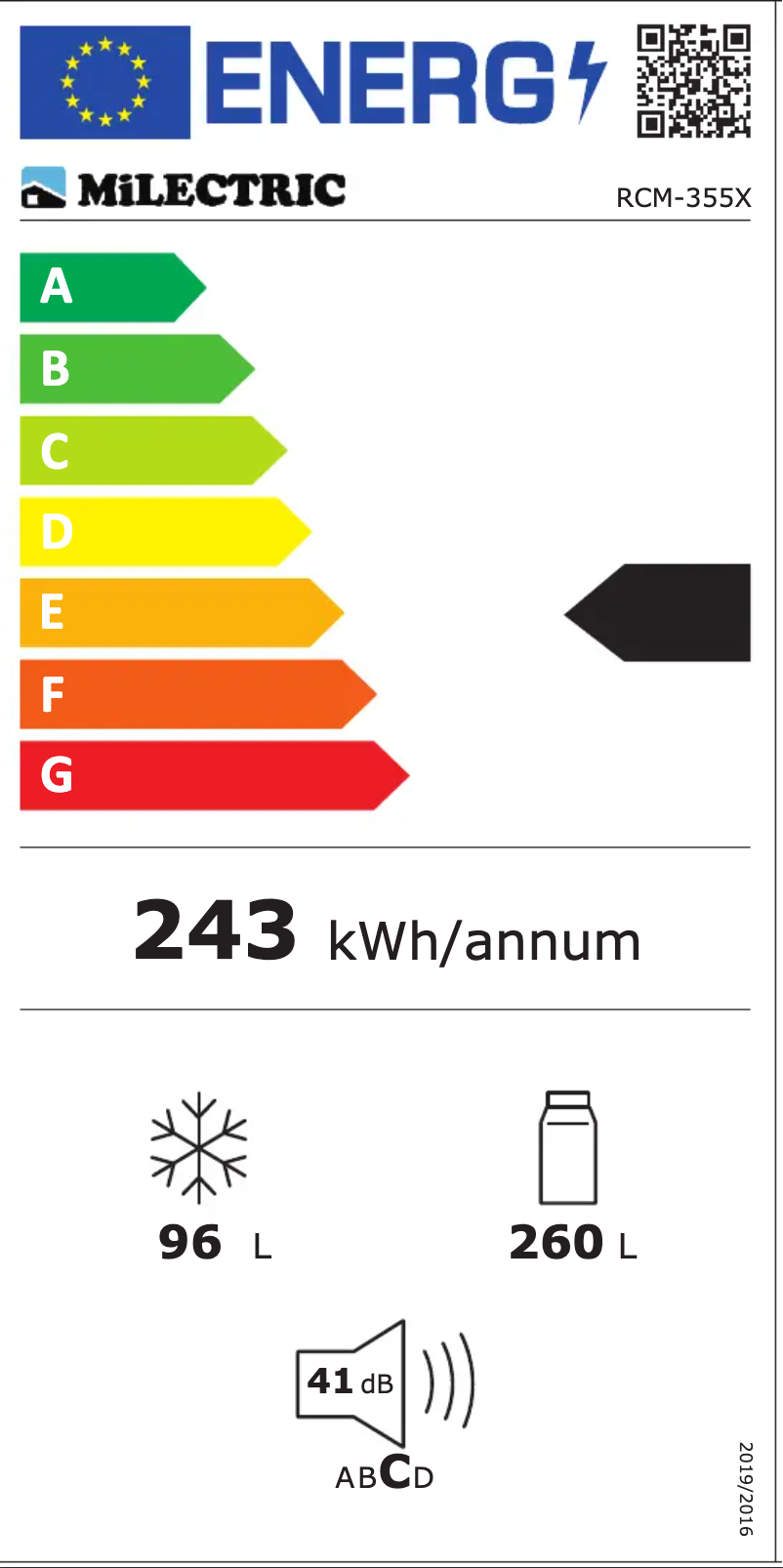 Page n°1 - Label énergétique Infiniton RCM-355X