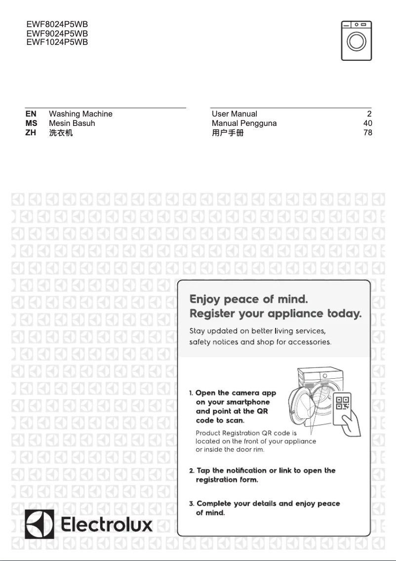 Page 1 de la notice Manuel utilisateur Electrolux EWF8024P5WB