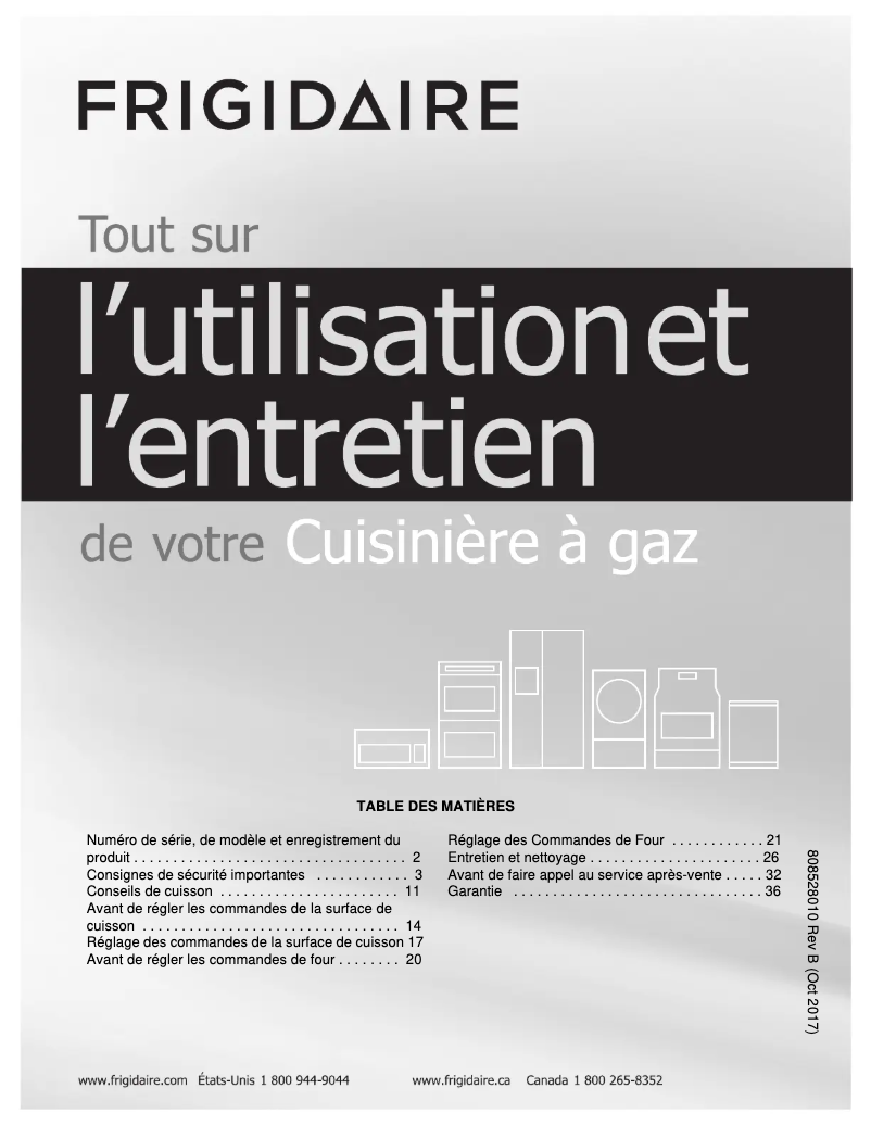 Page 1 de la notice Manuel utilisateur Frigidaire FFGF3051TW
