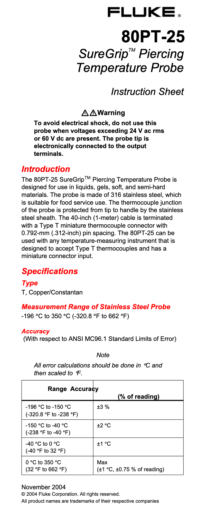 Image de la première page du manuel de l'appareil SureGrip 80PT-25
