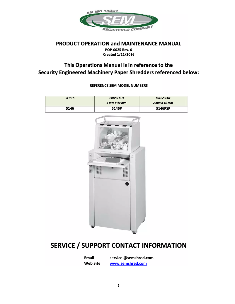 Page n°1 - Manuel utilisateur SEM 5146P