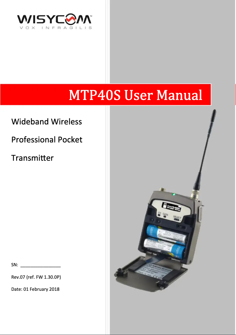 Page 1 de la notice Manuel utilisateur Audio-Technica MTP40S