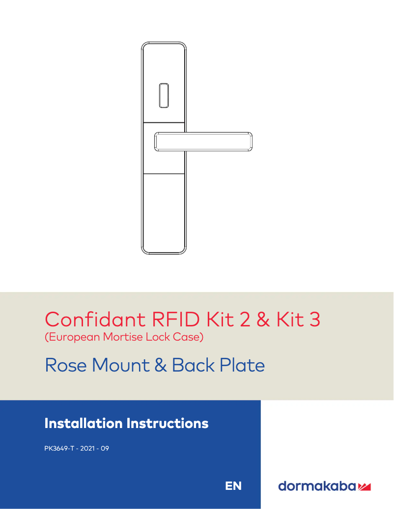 Page n°1 - Manuel utilisateur Dormakaba Confidant RFID Kit 3
