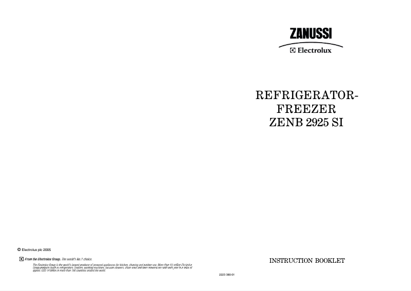 Page 1 de la notice Manuel utilisateur Zanussi-Electrolux ZENB2925SI
