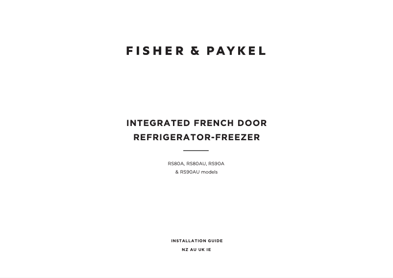 Page n°1 - Guide d'installation Fisher & Paykel RS80AU2