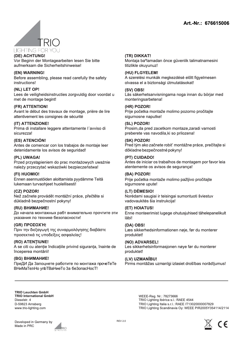 Image de la première page du manuel de l'appareil TITUS 676615006