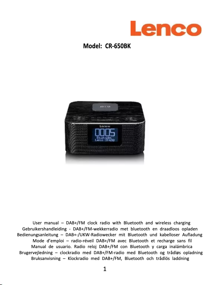 Page 1 de la notice Manuel utilisateur Lenco CR-650