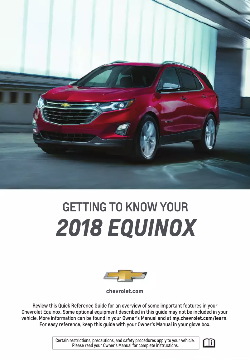 Page 1 de la notice Guide de démarrage rapide Chevrolet Equinox (2018)