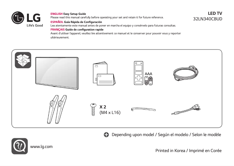 Image de la première page du manuel de l'appareil 32LN340CBUD