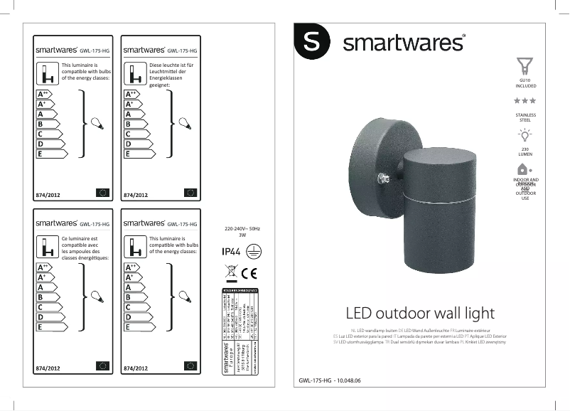 Page n°1 - Manuel utilisateur Smartwares GWL-175-HG