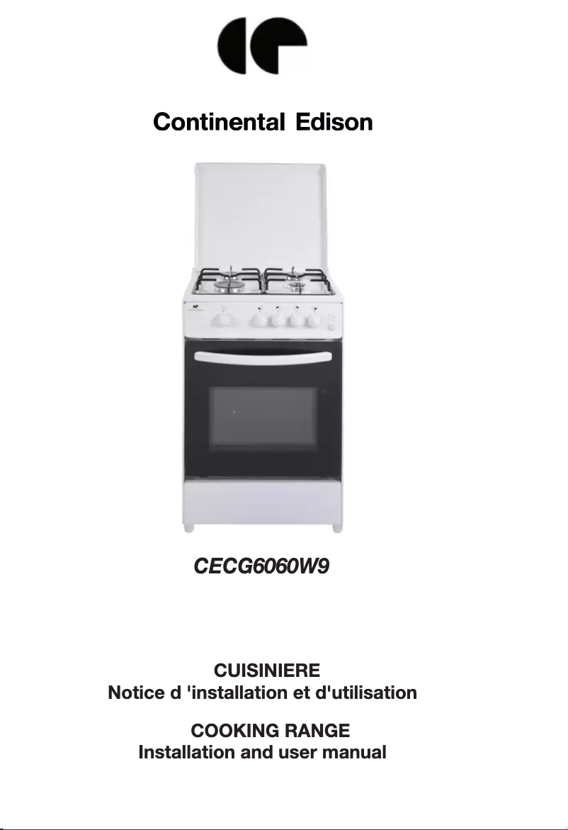 Page n°1 - Manuel utilisateur Continental Edison CECG6060W9