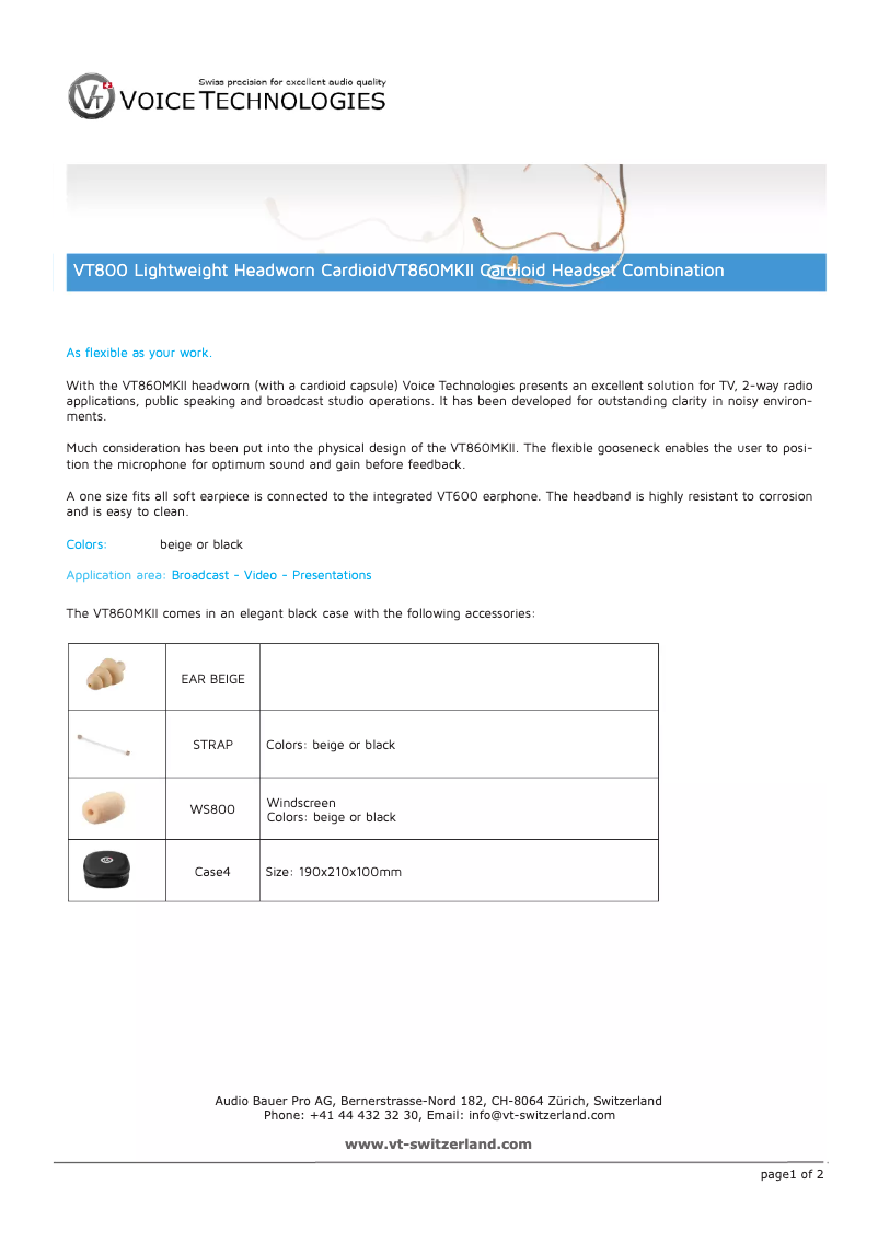 Page 1 de la notice Manuel utilisateur Voice Technologies VT860 mkII