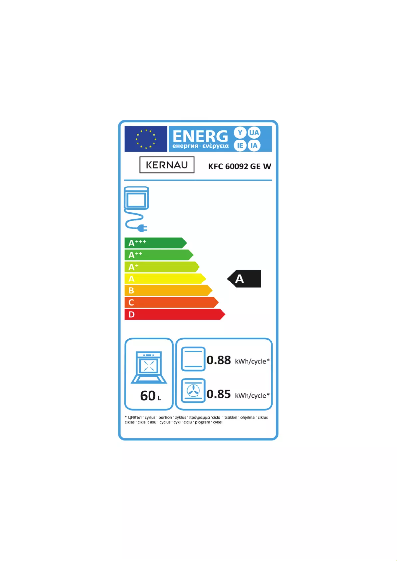 Page 1 de la notice Label énergétique Kernau KFC 60092 GE W