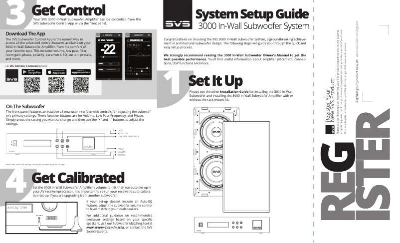 Page 1 de la notice Guide d'installation SVS 3000 In-Wall Subwoofer System