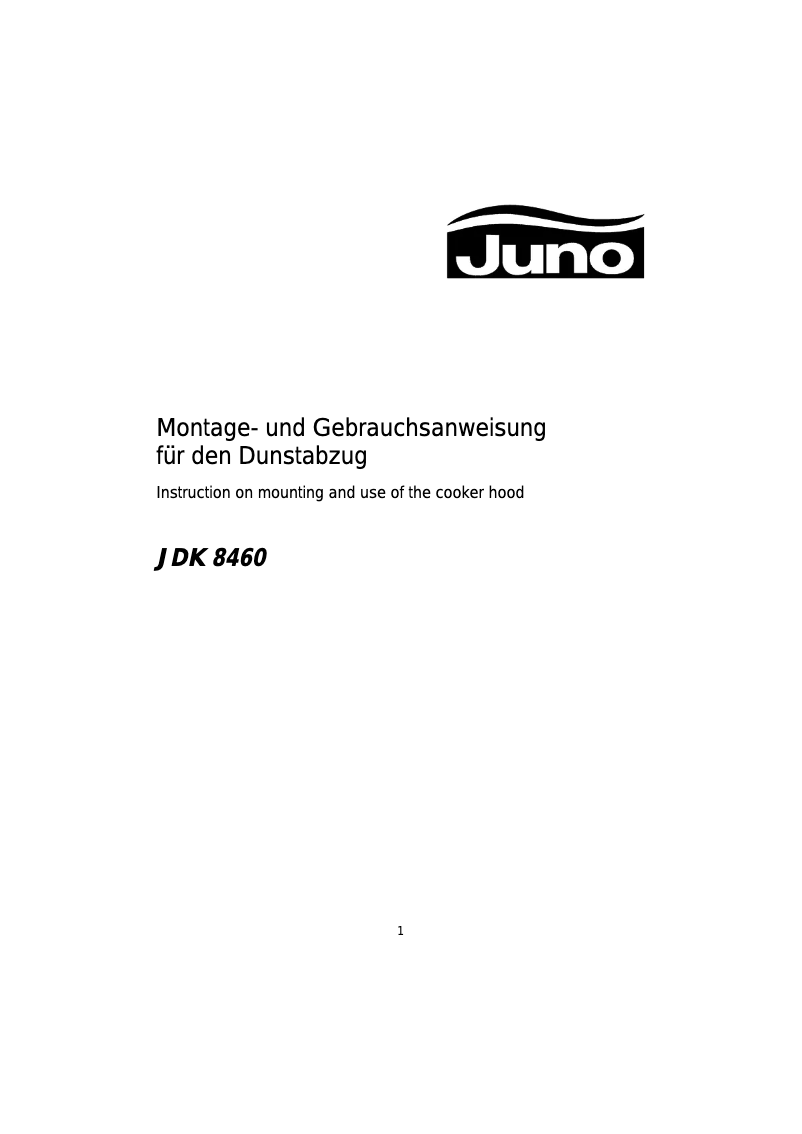 Page n°1 - Manuel utilisateur Juno JDK8460W
