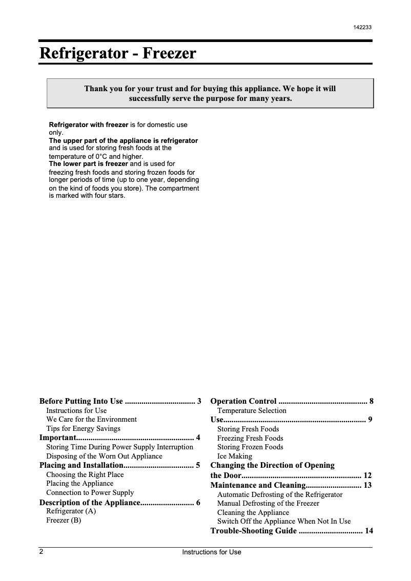 Page n°1 - Manuel utilisateur Gorenje RK 4295 W