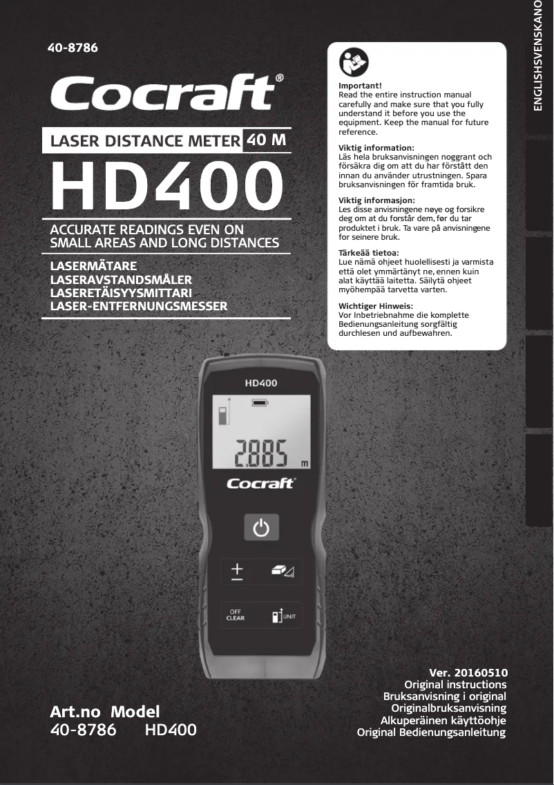 Page 1 of the manual User Manual Cocraft HD 400