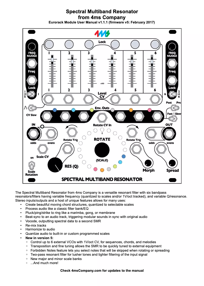 Image de la première page du manuel de l'appareil Spectral Multiband Resonator