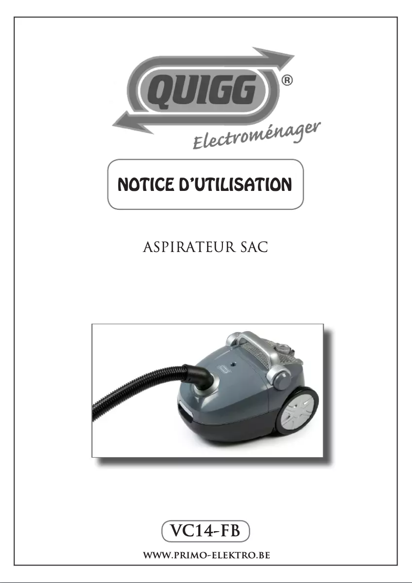 Page 1 de la notice Manuel utilisateur Quigg VC14