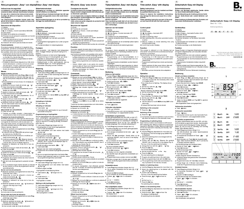 Page 1 de la notice Manuel utilisateur Berker 173509