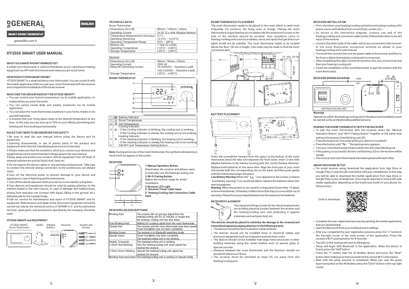 Page n°1 - Manuel utilisateur GENERAL Life HT250S