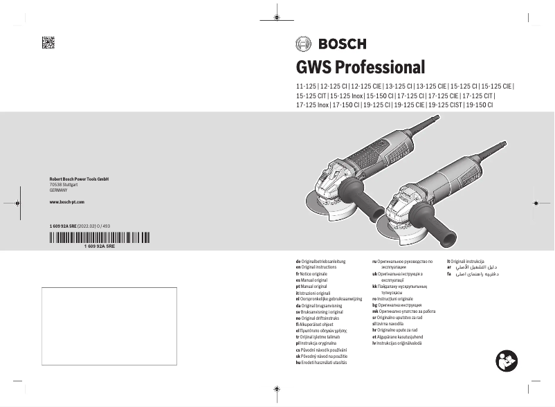 Page 1 de la notice Manuel utilisateur Bosch GWS 13-125 CIE Professional