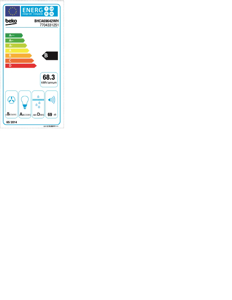 Page n°1 - Label énergétique Beko BHCA69642WH