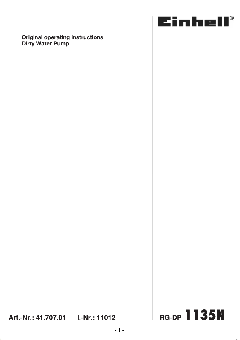 Page 1 de la notice Manuel utilisateur Einhell RG-DP 1135 N