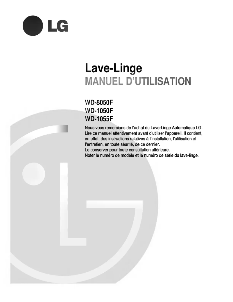 Image de la première page du manuel de l'appareil WD-1050F