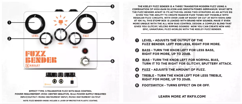 Image de la première page du manuel de l'appareil Fuzz Bender