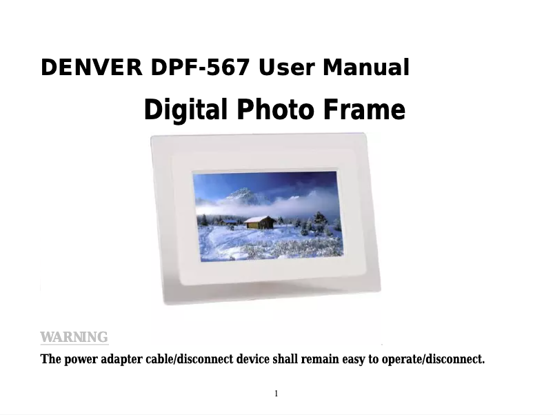 Page 1 de la notice Manuel utilisateur Denver DPF-567