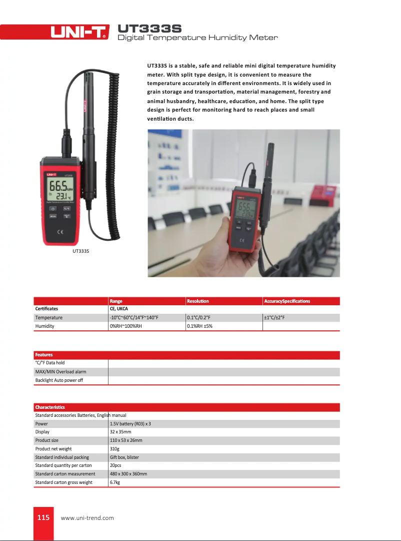 Page n°1 - Manuel utilisateur Uni-T UT333S