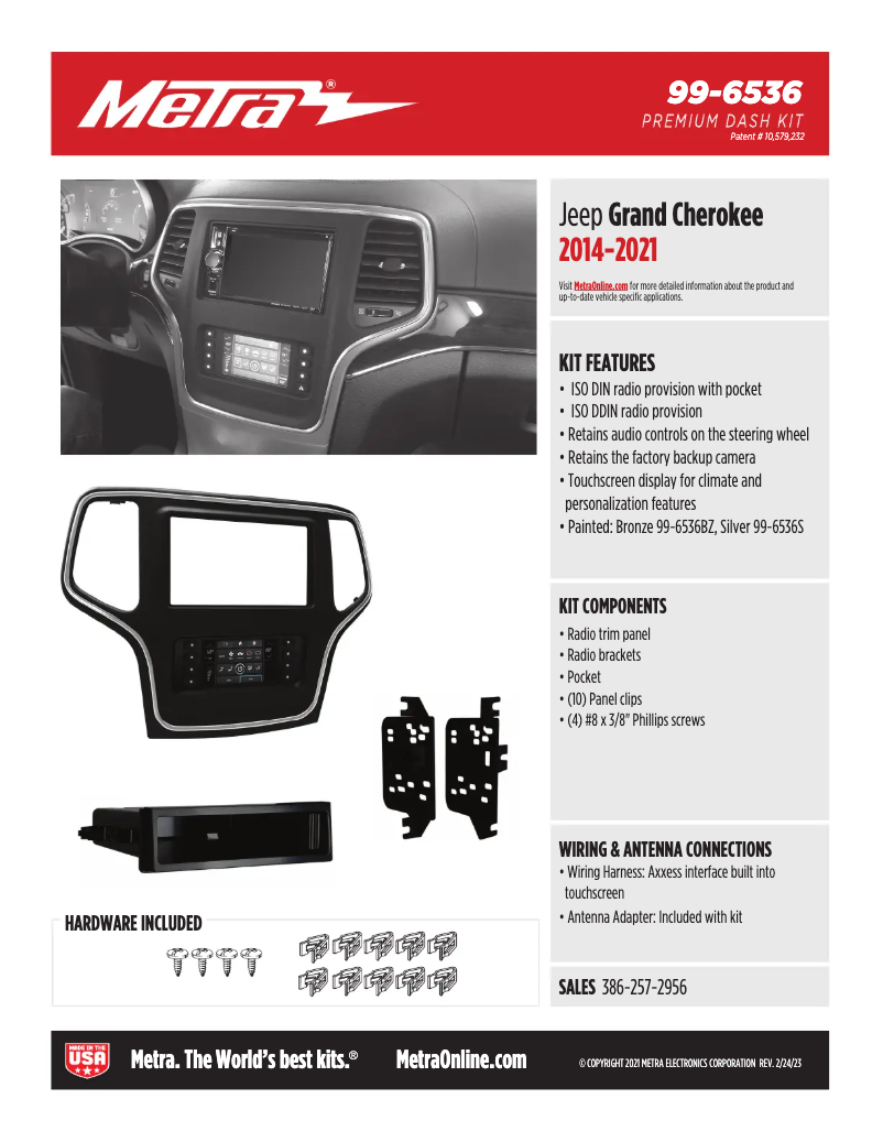 Page 1 de la notice Fiche technique AXESS 99-6536S